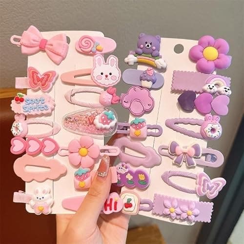 56 pcs Girl Hair Clips Cute Clips for Toddler Girls Hair Accessories Rabbit/Flower/Bow Colorful Patterns thumbnail 3