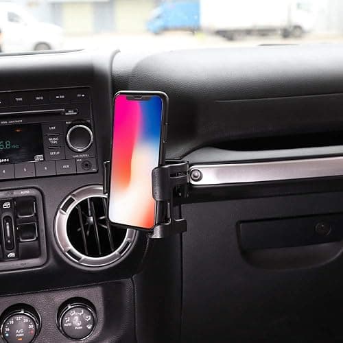 Savadicar JK Multi-Function Drink Cup Phone Holder, 2 in 1 Bolt-on Stand Bracket Organizer, Cell Phone Mount Compatible with 2011-2018 Jeep Wrangler JK JKU 2 & 4 Door, Interior Accessories, Black thumbnail 2