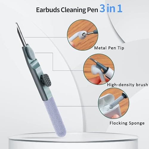 Airpod Cleaner Kit, Earbud Cleaning Kit for Airpods Pro 1 2 3,Multi-Function Cleaning Pen with Soft Brush Flocking Sponge, Suitable for Bluetooth Headset, Charging Box, Mobile Phone,Earbud (1Pcs) thumbnail 2