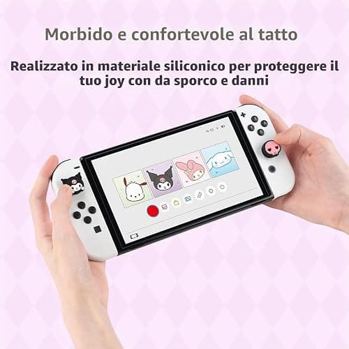 Kuitmor - 4 copri levette Switch, cover in silicone morbido per joystick, cappucci carini compatibili con Switch/OLED/Lite (KLM) thumbnail 4