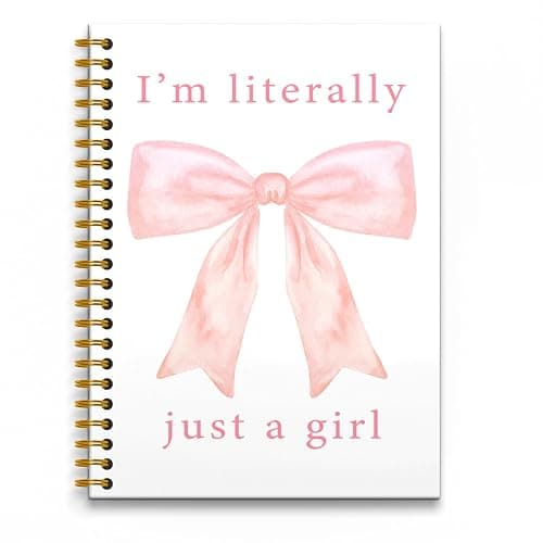 RUNMESS Coquette Pink Bow Notebook, Preppy Girly Aesthetic Journal, Preppy Gifts for Women, Girly Office Supplies, I'm Literally Just a Girl Hardcover Spiral Notebook 5.5x8.3 Inch - Just a Girl - Image 1