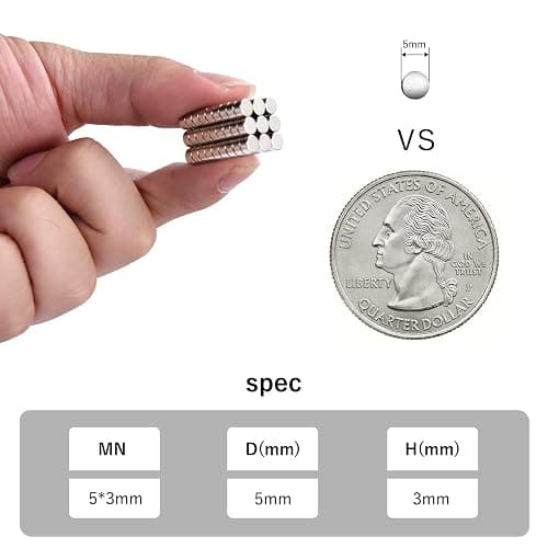 rhinocats 60 pcs Small Magnets, Round Mini Magnet Multi-Use for Nail Clippers, Refrigerator, Miniatures, Hobbies, Crafts and Science, Tiny Size：5mm x 3mm(DxH) thumbnail 3