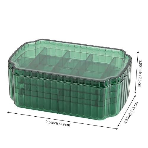 LETURE 3-Layer Jewelry Organizer Box for Earrings, Rings, Necklaces, Bracelets, Clear Plastic Bead Storage Containers for Crafts (Green) thumbnail 3