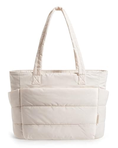 bagsmart Tote Bags for Women – 18L/20L Lightweight Taslan Puffer Handbag Fits 15.6" & 13" Laptop Compartment, Water-Resistant Shoulder Bag for Work, Teacher/Nurse, School, Travel & Gym - Image 1
