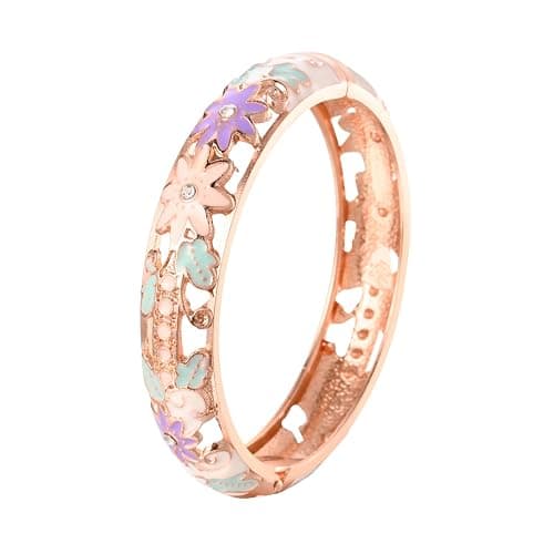 UJOY Bangles 5 Pcs Enamel Jewelry Set Rose Flower Engraved Cloisonne Bracelets Pack in a Box 5PCS thumbnail 3