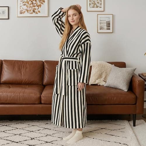 ZWVKLN Womens Plush Robes Long Soft Fluffy Bathrobe Bathrobe With Pocket Belt Warm Robes thumbnail 4