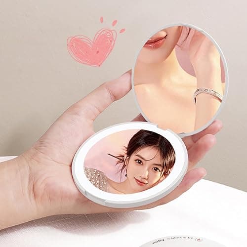 Miffy Handheld LED Makeup Mirror, Foldable 2-Side 1x/10x Magnification,Pocket Small Lighted Mirror for Travel, Rabbit Shape (Pure White) thumbnail 7
