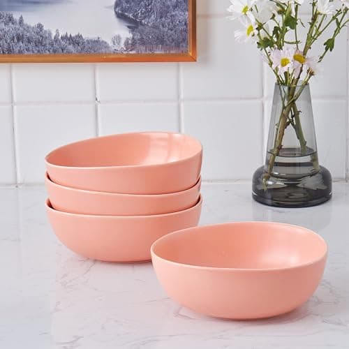 Stone Lain Delilah 6-inch Bowl 6-Piece Dish Set, Porcelain, Peach thumbnail 6