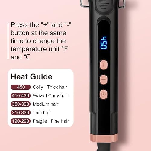 1.25 Inch Curling Iron Wand for Long Hair, Ceramic Barrel Hair Curler with Clamp for Loose Curls, Professional Large Curling Wand with Adjustable Temperature, Dual Voltage thumbnail 4