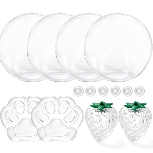 8PCS Squishy Skins 3.35IN, TPR Fillable Strawberry Squishy Skins with Plugs | DIY Squishy Making Kit, Clear Strawberry & Cat Paw Empty Squishy Skin, Adult Stress Relief Handmade Stress Ball Maker Kit - Image 1