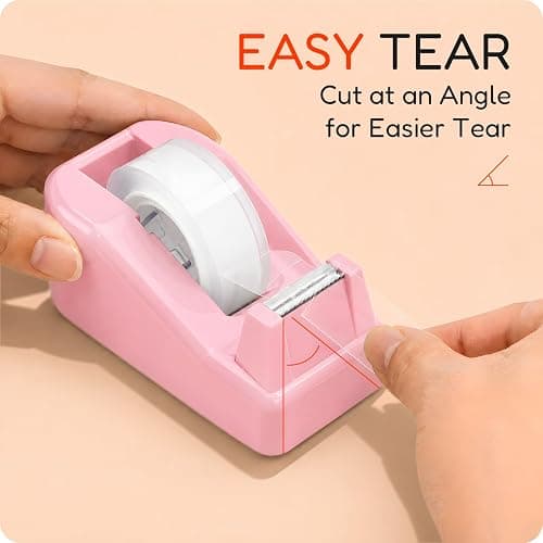 JEFURE Lightweight Desktop Tape Dispenser, 6 Rolls Tape, 1-Inch Core | Transparent Tape Holder with Stable Non-Skid Base, 0.71 in x 1000 in Each Roll, for Office, Home & School Use thumbnail 4