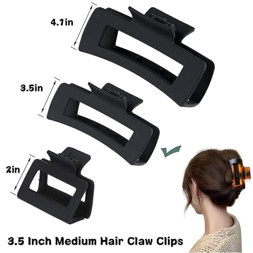 Sisiaipu 3.5 Inch Medium Hair Accessories - 12 Pcs Square Jaw Clips for Thick and Thin Hair, Rectangular Rectangle Basic Color Hair Clips for Women and Girls thumbnail 5