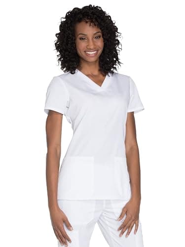 Cherokee Women's V-Neck Scrub Top - Modern Classic Shirt with 3 Pockets, Instrument Loop & Fade Resistant Fabric - WW645 - Image 1