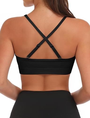 Buauty V Neck Sports Bra for Women, Padded Push up Sport Bras Adjustable Thin Straps, Light Support Yoga Bra thumbnail 4
