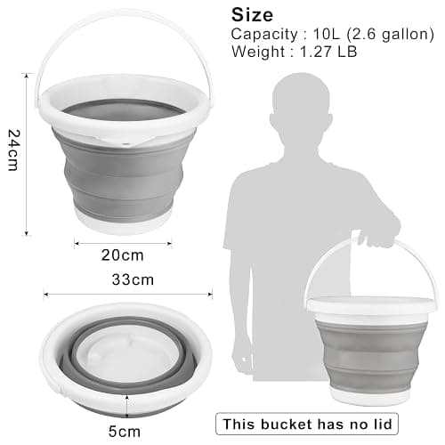 10L Collapsible Bucket and Mop Bucket, Folding Ice Buckets for Outdoor Camping Car Washing Beach Party Fishing, Silicone-Plastic Wash Basin Tub House Cleaning Supplies Portable Sink RV Kitchen Gadgets thumbnail 3
