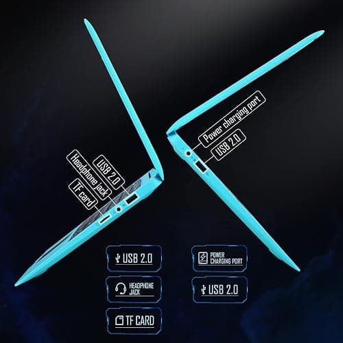 G-Anica Laptop Computer(10.1 inch), Quad Core Powered by Android 12.0, Netbook Computer with WiFi, Webcam and Bluetooth, Mini Laptop with Bag, Mouse, and Mouse Pad for Kids and Adults（Blue） thumbnail 4
