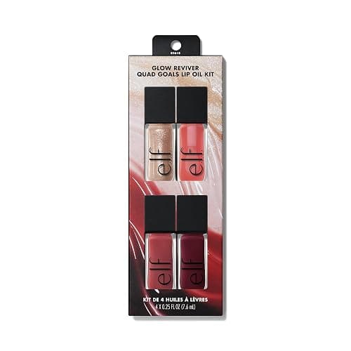 e.l.f. Glow Reviver Quad Goals Lip Oil Kit, 4 Shades: Pink Quartz, Rose Envy, Jam Session, Crystal Baller, Hydrating Formula, Sheer Colour, Vegan & Cruelty-Free - Image 1