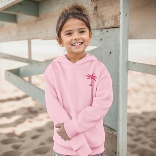 KIEKIECOO Girls Palm Graphic Hoodie Beach Cute Hoodies With Pocket Kids Preppy Sweatshirt Ocean Pullover Long Sleeve Top thumbnail 5