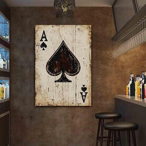 Vintage Playing Cards Wall Art Ace Of Spades Poster Vintage Poker Wall Art Poker Artwork Ace Of Spades Canvas Metal Art Signs Playing Card Poster Bar Decor 16x24inch No Frame thumbnail 2