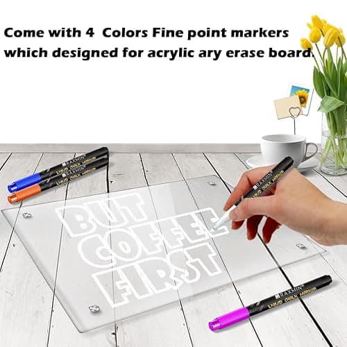 Acrylic Note Board Refrigerator Dry Erase Board Magnetic Clear 15”x11 Includes 4 Dry Erase Markers thumbnail 7