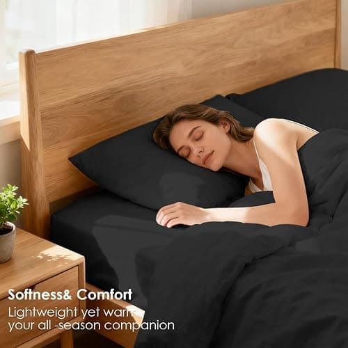 CozySmile Twin XL Sheet Set - 3 Piece Silky Soft Breathable Bed Sheet & Pillowcase Set, 16" Deep Pocket Hotel Luxury Wrinkle Free Easy Care Bedding Sheets, Black thumbnail 3
