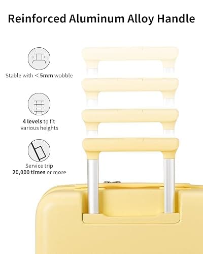aji Expandable Top Open 26 Inch Checked Luggage with Spinner Wheels, Large Suitcase with TSA Lock, Hardside Travel Luggage Suitcases for Men Women, for 24+Days Travel, Cheese Yellow thumbnail 7