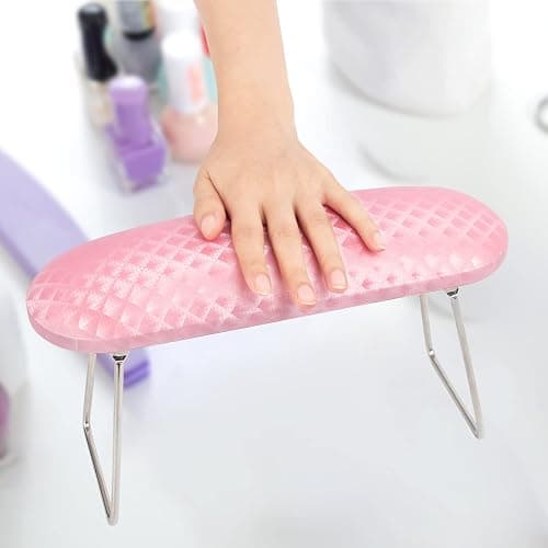 Krofaue Arm Rest for Nails Tech, Professional Microfiber Leather Nail Hand Rest Stand Arm Rest for Acrylic Nails Cushion Hand Holder with Non-slip - Nail Technician Use Must Have (Pink) thumbnail 2