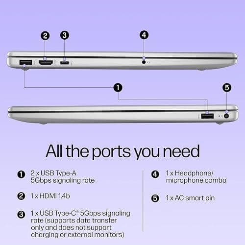 HP Laptop Computer, 15.6“ FHD Display, Intel 4-Core Processor, 16GB DDR4 RAM, 256GB PCIe SSD, WiFi 6, Bluetooth 5.3, USB-C, HDMI, Webcam, Numeric Keypad, Natural Silver, Windows 11 Home thumbnail 4