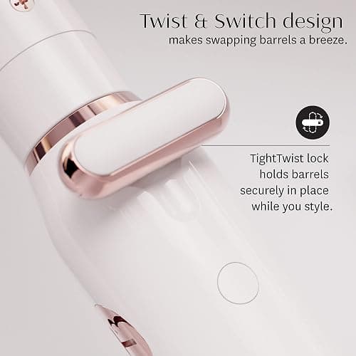 T3 Switch Kit Professional Ionic Interchangeable Curling Iron with 3 Ceramic Clip & Wand Long Barrels for Curling and Waving, 9 Adjustable Heat Settings & Ion Generator, White/Rose Gold thumbnail 6