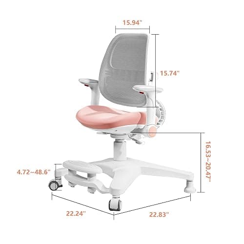 FCD Wood Adjustable Height Kids Study Desk with Chair, Reading Homework Drawing Table Computer Station Built-in Bookshelf Hutch, Tablet Holder, Tiltable Desktop and Storage Drawer (Pink, Wood of Fir) thumbnail 7