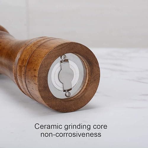 XQXQ Wood Salt and Pepper Mill Set, Pepper Grinders, Salt Shakers with Adjustable Ceramic Rotor- 8 inches -Pack of 2 thumbnail 7