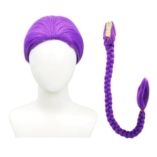 Topcosplay 24 inch Girls Long Purple Braid Cosplay Wig Halloween Party Costume Wig thumbnail 3