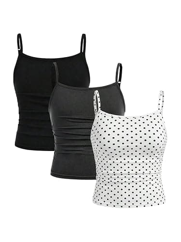 SOLY HUX Girl's Tank Tops 3 Packs Cute Ruched Spaghetti Strap Camisole Slim Fit Undershirts - Image 1