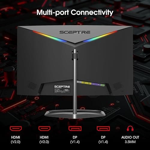 Sceptre New Curved 24.5-inch Gaming Monitor up to 240Hz 1080p R1500 1ms DisplayPort x2 HDMI x2 Blue Light Shift Build-in Speakers, Machine Black 2025 (C255B-FWT240 Series) thumbnail 4