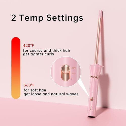 Hahahope 3/8 Inch Skinny Curling Iron & Wand, 9mm Mini Barrel for Short & Long Hair, Dual Voltage with 2 Heat Settings, Fast Heat Ceramic Curler thumbnail 4