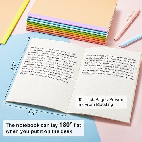 16 Pack Kraft Notebooks A5, Feela 60 Pages Lined Notepad Journal Bulk, Soft Brown Cover Multipack Notebooks for Students Travelers Writing Plans, Memos Office School Supplies, 14X21cm, 8 Pastel Colour thumbnail 3