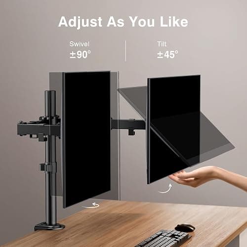 ErGear Dual Monitor Stand, Heavy Duty Adjustable Monitor Desk Mount for 2 Screens up to 32 Inches, Fully Adjustable Height, Tilt, Swivel, Rotate, Supports 17.6 lbs per Monitor Arm, Easy Installation thumbnail 4