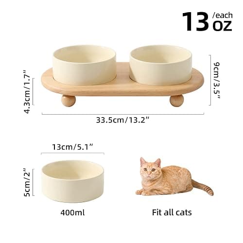 Havniva Raised Cat Bowls Water Bowl 5.1” Elevated Ceramic Cat Food and Water Bowl Whisker Friendly Pet Food Bowls for Indoor Cats, Wide Cat Water Dish Prevent Whisker Fatigue Non Slip Cat Feeder thumbnail 4