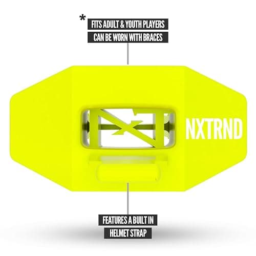 Nxtrnd Two Football Mouth Guard, Football Mouthpiece with Strap, Fits Adult & Youth (Neon Yellow) thumbnail 3