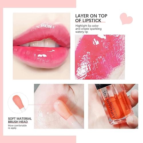 Tiejdhr Hydrating Lip Oil Transparent Plumping Lip Tint Moisturizing Lip Gloss, Nourishing Repairing Non-sticky Lip Care, 0.21 Fl Oz (012# Rosewood) thumbnail 6
