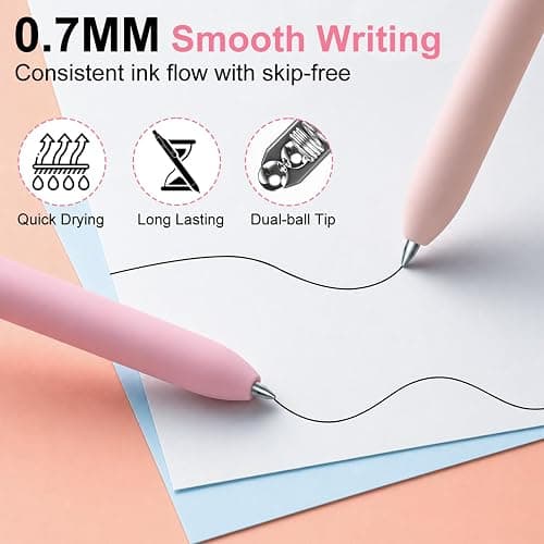 Fenmay Pink Pens Black Ink, 7 Pcs 0.7mm Fine Point Smooth Writing Gel Pens, Quick Dry & No Smudge, Cute Aesthetic Back-to-School Office School Supplies Gifts for Women & Students thumbnail 3