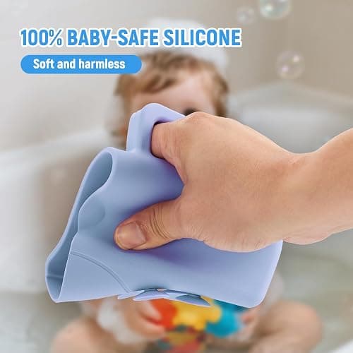JOY ANAN Baby Bath Rinse Cup with Suctions, 100% Food Grade Silicone, Rinser to Wash Hair and Body with Easy Grip Handle thumbnail 3