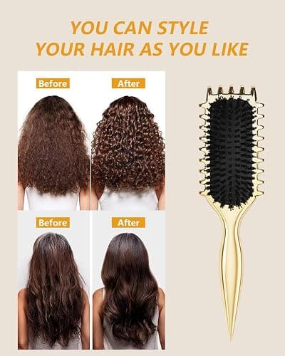 Curl defining brush, Curl Hair Brush, Curl Define Styling Brush, for Combing and Shaping Men's and Women's Curls boar bristle hair brush-Gold plating thumbnail 4
