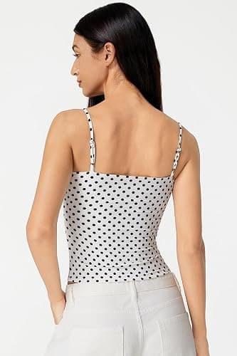 QINSEN Women's Double Lined Basic Tank Top Adjustable Spaghetti Straps Sleeveless Camisole Shirts thumbnail 4