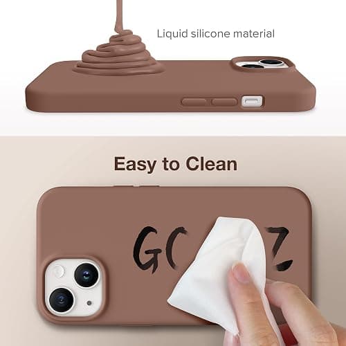 GONEZ Magnetic for iPhone 14 Case, Compatible with Magsafe, with Screen Protector + Camera Protector, Anti-Scratch Microfiber Lining, Liquid Silicone Shockproof Protective Phone Case, Brown thumbnail 7
