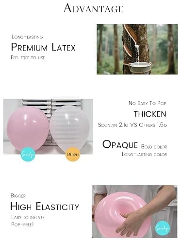 Soonlyn Rose Gold Balloons - 140 Pack, 12 Inch Gold & Pink, Pink Confetti, Arch Kit for Bridal & Baby Showers thumbnail 5