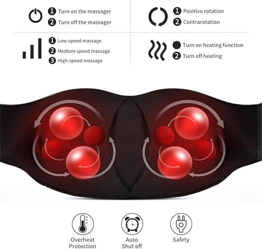 Neck Massager with Heat, Shiatsu Back Neck and Shoulder Massager, Electric Deep Tissue 4D Kneading Massage, Use at Home, Office, Car- Best Gifts for Women Men Mom Dad thumbnail 4