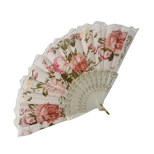 sehtorry 4 Pack Spanish Style Floral Folding Fans Ladies Lace Handheld Fans for Party Wedding Dancing and Home Decoration thumbnail 5