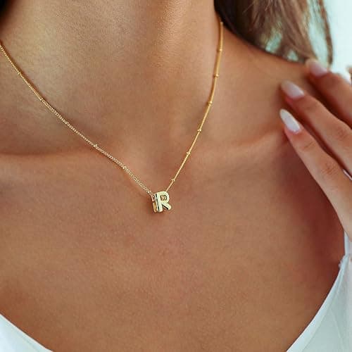 zvcofun Bubble Letter Necklace Gold, Dainty Initial Necklaces for Women 14K Gold Plated Small A to Z Name Necklace Personalized Simple Initial Pendant Cute Choker Necklaces for Women Trendy Jewelry thumbnail 5