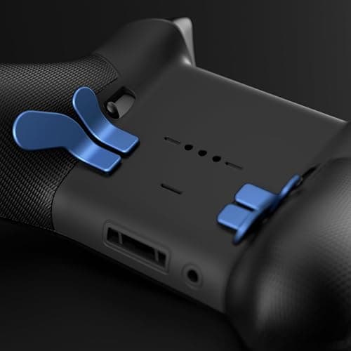 eXtremeRate 4 pcs Metallic Neptune Blue Stainless Steel Paddles, Replacement Interchangeable Hair Trigger Locks for Xbox One Elite, Xbox Elite Series 2 & Elite 2 Core Controller thumbnail 5